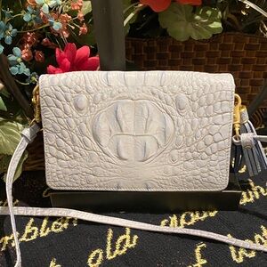 Brahmin White Crocodile Embossed Crossbody Bag